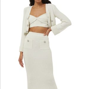 Self-Portrait Cashmere Knit Ivory Set in Size S